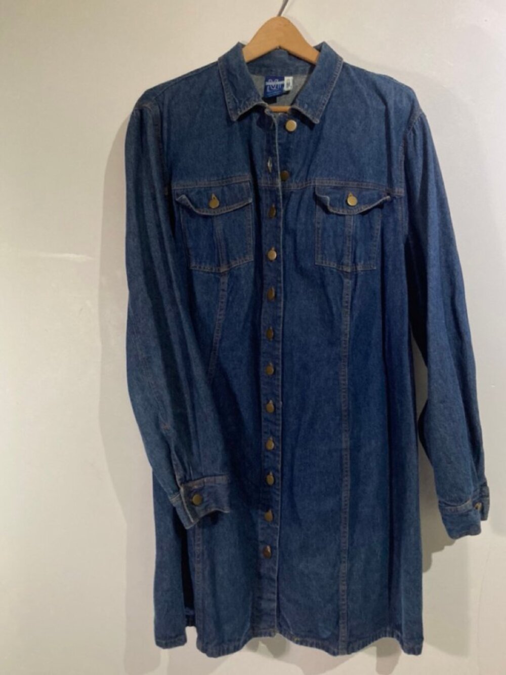 VTG 90s Venezia Jeans Denim Shirt Dress Plus Size 26 Button Front Maxi